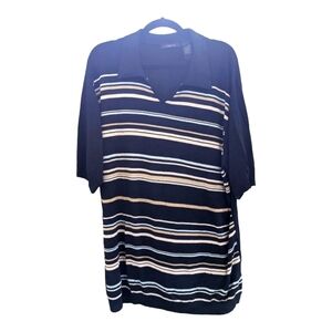 Claiborne Silk blend, collared black tan and blue lightweight sweater,XXL,GUC